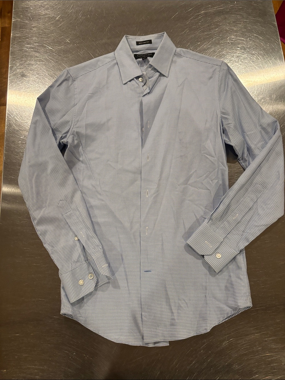 Banana Republic cotton Blue Micro-Check Dress Shirt